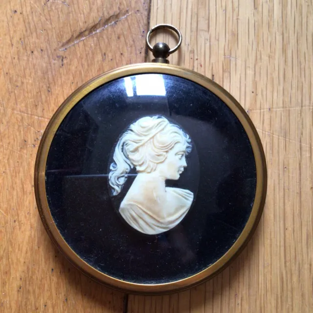 Small Old Vintage Decorative Framed Cameo Bust Of A Woman