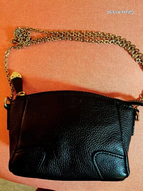 Vintage Perlina Of New York Black Leather Crossbody Great For Prom,Weddings Etc.