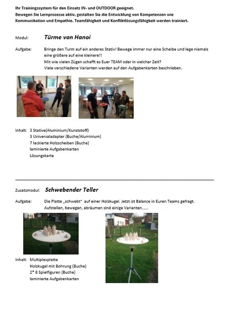 Team - Training - Tools mit 4 Aktivitäten in- und outdoor