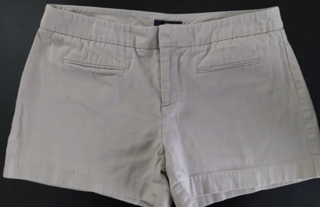 Euc Women Gap Chino Khaki Beige 100% Cotton Flat Front Casual Summer Shorts 4