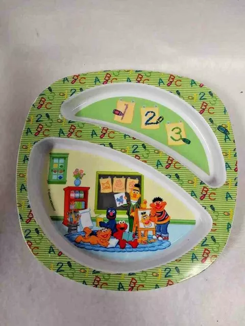 First Years Sesame Street 123 ABC Child's  Divided Plate ~ 8" ~ Melamine