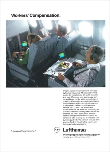 1993 LUFTHANSA Airlines FIRST and BUSINESS CLASS ad advert airways GERMANY