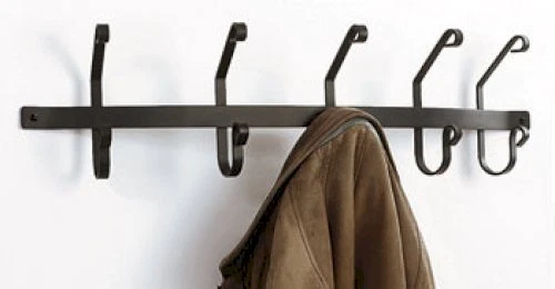Wrought Iron Coat Bar 5 Coat Hooks 30" Long Rack Hanger Wall Mount Home Decor