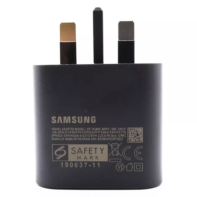 Genuine 25W Super Fast Charger Plug & Cable For Samsung Galaxy S21 S22 A52s S23 3