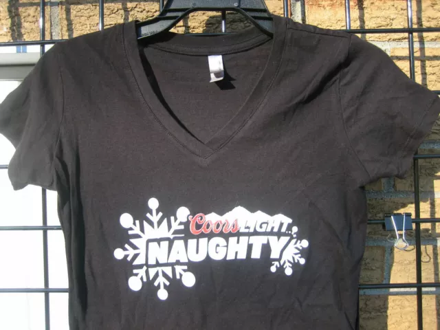 New Ladies BELLA (M) COORS LIGHT Beer T Shirt Top NAUGHTY NICE Christmas xmas MD