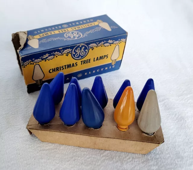 Vtg 1950’s C-6 General Electric Christmas Tree Lamps Original Box 10 ct UNTESTED