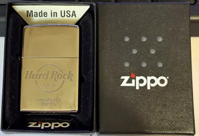 New HRC Zippo Lighter ”HARD ROCK - UYENO-EKI TOKYO”  On Chrome Finish