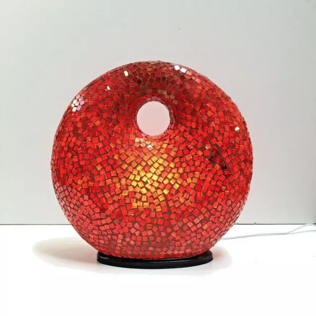 Lamp Red Mosaic Glass Bali 12" Donut Shape by Hand Made Unique ZENDA IMPORTS