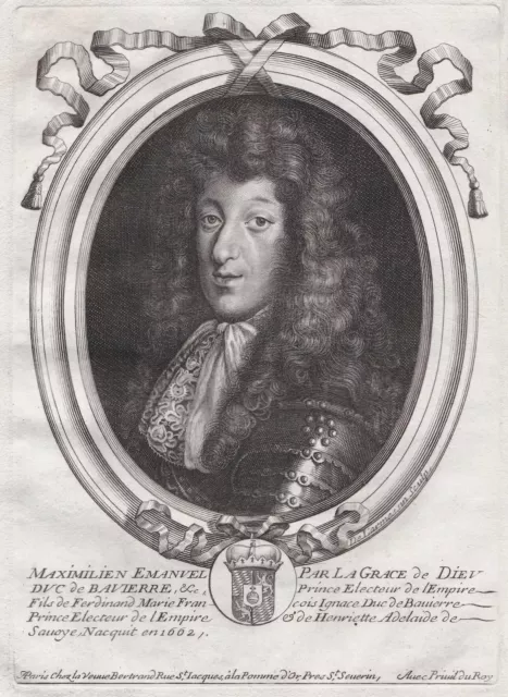 Maximilian II. Emanuel von Bayern Kurfürst Max Portrait Kupferstich 1680