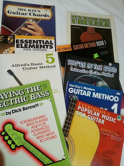 Guitar Method Lessons Instructional Booklets,Mel Bays Guitar Chords,Bass,Ukelele