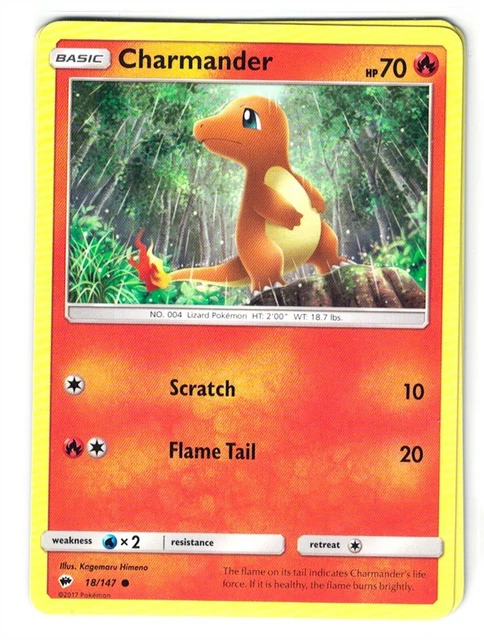 Pokemon SM Burning Shadows, 4x Charmander 18/147 Common NM