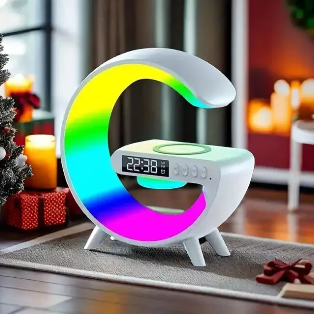 LED Alarm Clock with Wireless Charger and Bluetooth Speaker