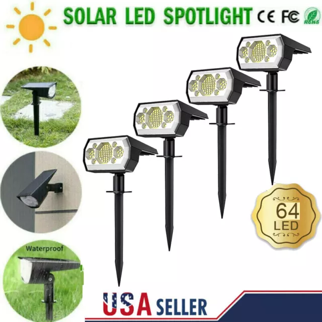 Solar Spot Lights 64 LED Garden Outdoor Lawn Fence Lamp Spotlight Light 1-4 PCS