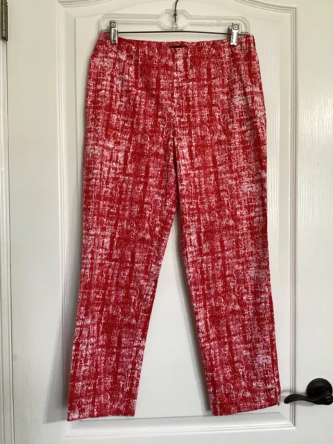 Lafayette 148 New York Red & White Ankle Cropped Pants Women's size 4