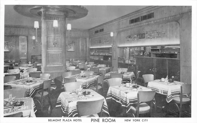 Postcard New York City Belmont Plaza Hotel Pine Room interior 23-798