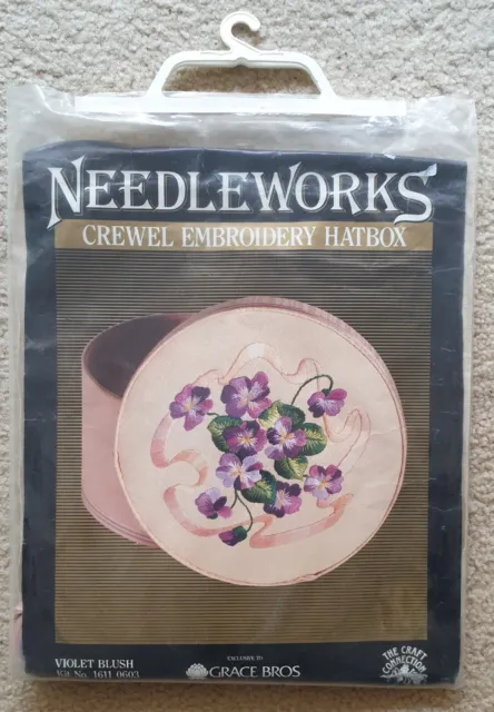 🪡 The Craft Collection Needleeorks Crewel Embroidery Hatbox - Violet Blush Kit