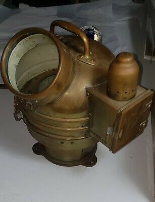 Vintage Rare Brass Binnacle Ships Compass Helmet Kerosene Lantern