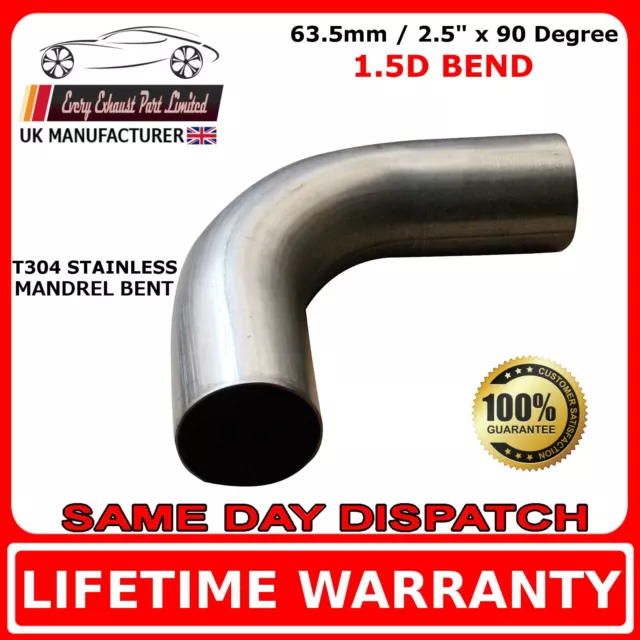63mm 2.5inch 90 Degree Mandrel Exhaust Bend T304 Stainless Steel 1.5D 1.5mm Wall