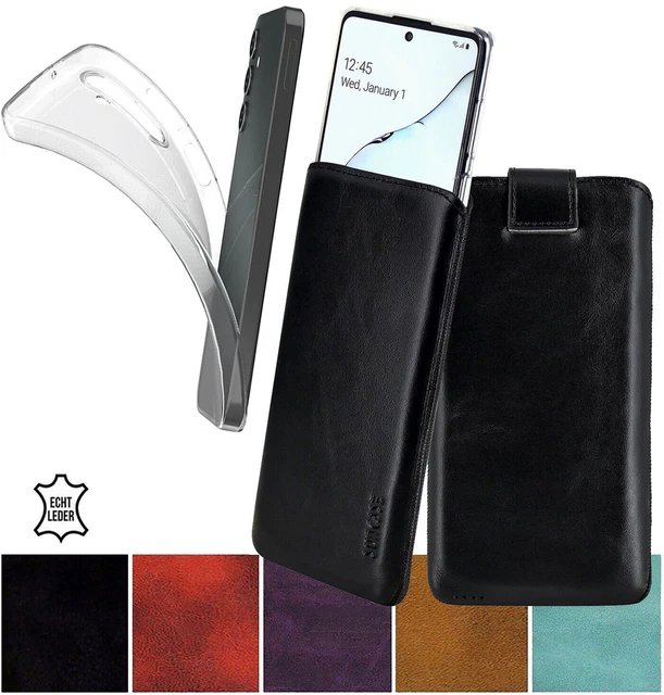 Étui Ceinture En Cuir Véritable Pour Gigaset GL7 - Avec Clip Et Fenêtre De Visualisation, Noir