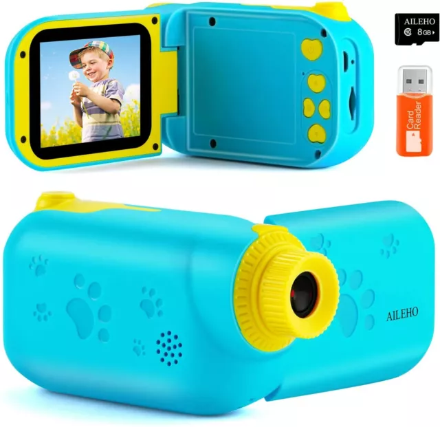 Kids Cute Digital Video Camera, 2.4" 1080P Screen 8Mp, 8Gb Tf Card, Rechargeable