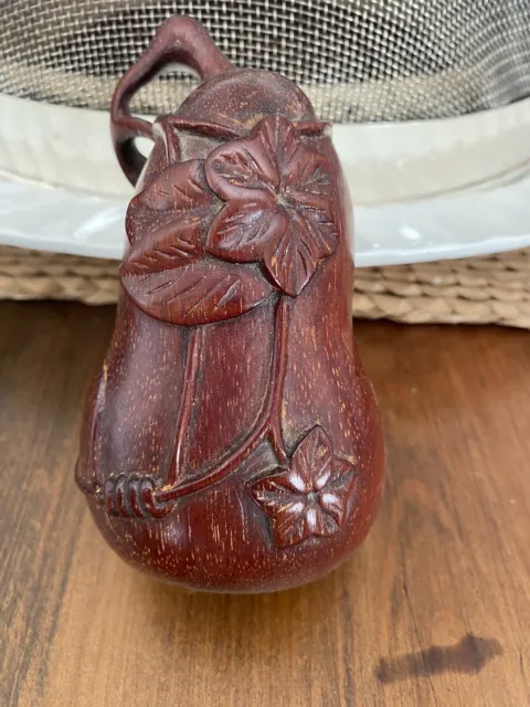 Chinese Rosewood Carved Gourd Shaped Trinket Box