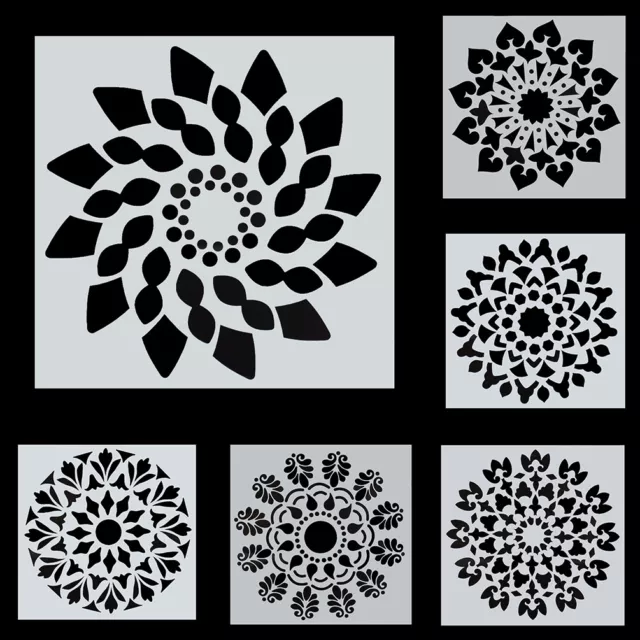 6 piezas/juego de herramientas de pared aerógrafo de madera plantillas de pintura mandala