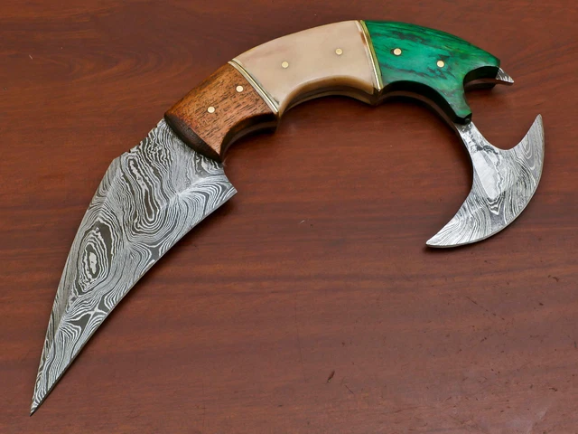 Rody Stan HANDMADE DAMASCUS CUSTOM CAMEL BONE/WOOD FULL TANG HUNTING KNIFE-