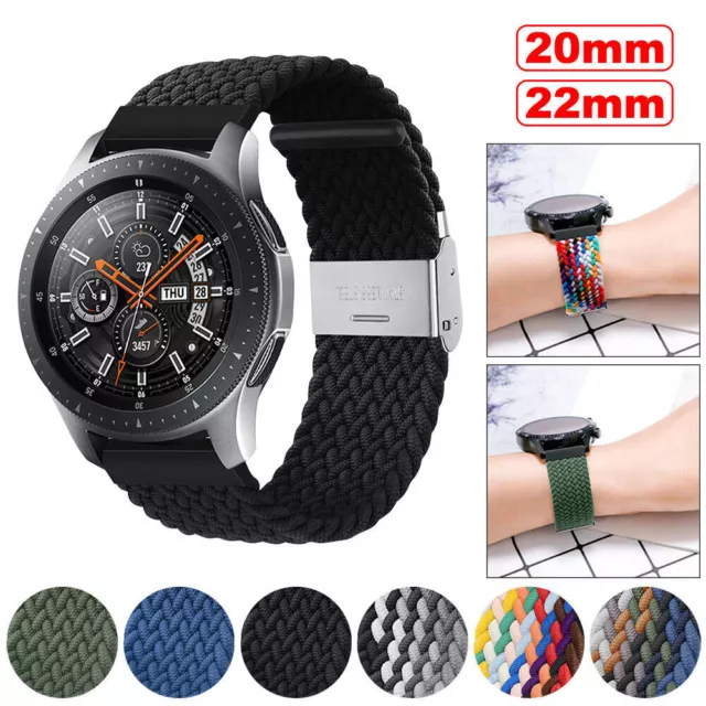 20/22mm Woven Nylon Smart Watch Strap Adjustable Soft Replacement Sport Band UK