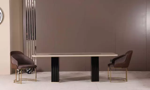 Set sala da pranzo lusso 4x sedie + tavolo da pranzo gruppo da pranzo set sedie schienali moderne