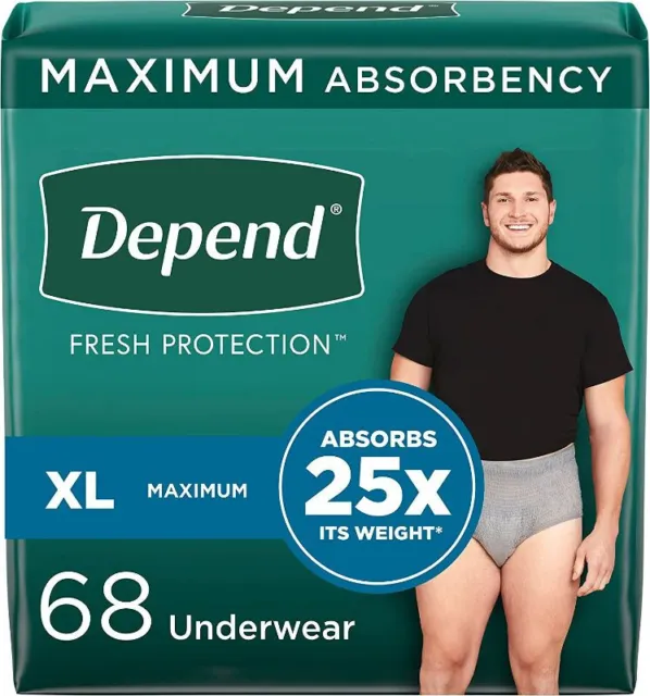 DEPEND FRESH PROTECTION Adult Incontinence Underwear for Men, XL, 68ct ...