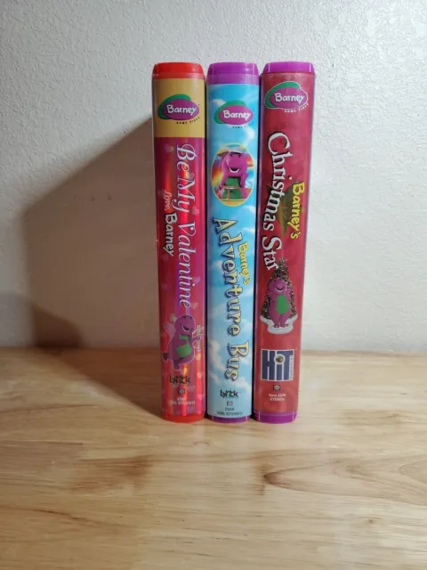 Lot of 3‼ Barney VHS Clamshell Valentine, Adventure Bus, Christmas Star