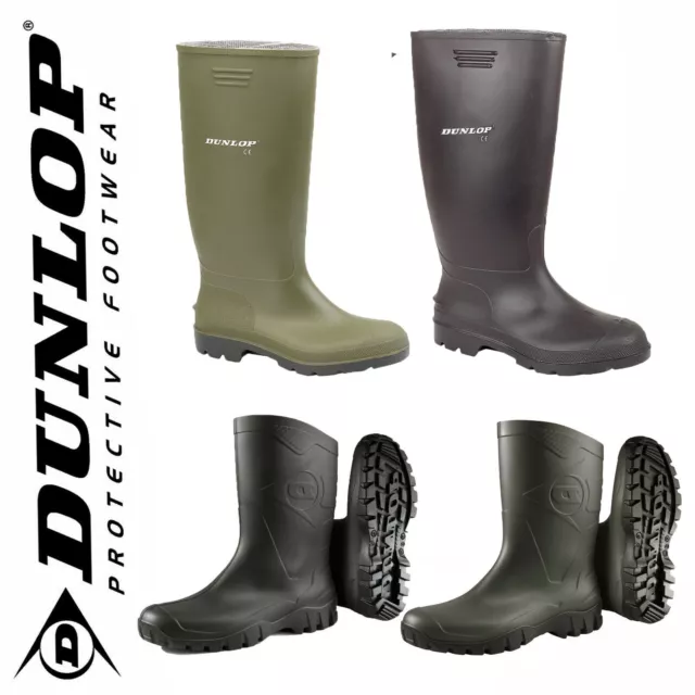 Mens Ladies Dunlop Rubber Original Waterproof Wellies Festival Wellington Boots