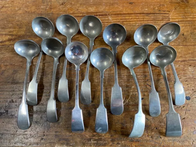 Job Lot Silver Plated Sauce Gravy Ladles Fiddle Pattern X 12 Asstd Makers