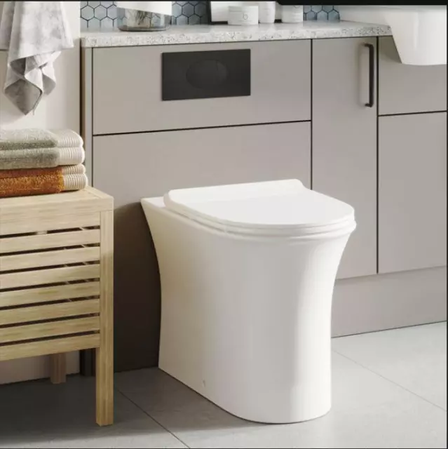 Comfort Height Rimless Back to Wall Toilet BTW Pan with Slim Soft Close Seat