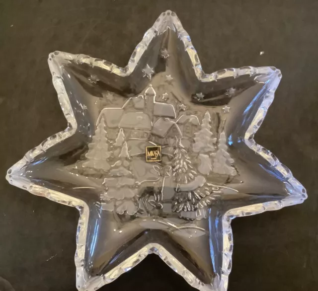 CHRISTMAS DELIGHT Mikasa Germany Crystal Glass Star SERVING PLATE 12"  NWT