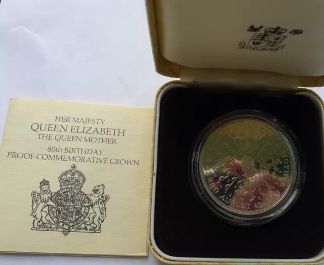 1980 Crown Queen Mother 80th Elizabeth II SILVER PROOF 28g COA