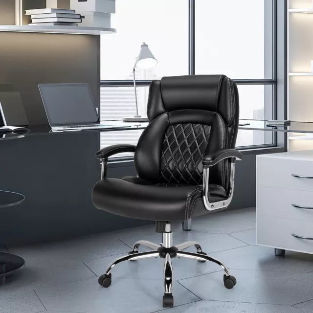 PU Leather Office Chair  Padded Modern Executive Chair Ergonomic Computer Desk 3