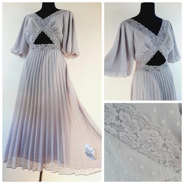 knee length dresses for ladies Vtg 1960s Nylon Crinkle Pleated Sheer Dress or Lingerie, Elastic Waist Ice Blue