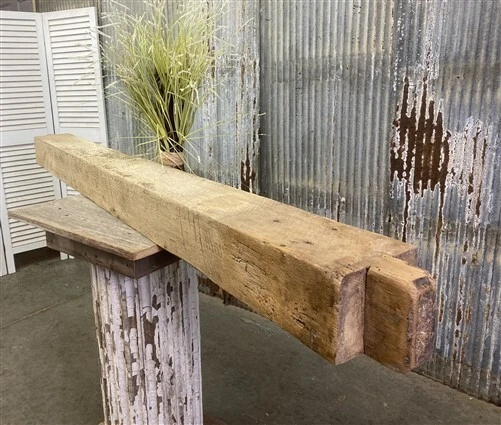 Reclaimed Barn Beam Wood Shelf, Architectural Salvage Fireplace Mantel C4