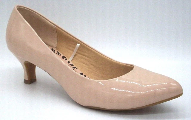 Scarpe Da Donna Slip On Beige Naturale Taglia 6 7 Tacco Basso A Cono Tacco Più Larghe