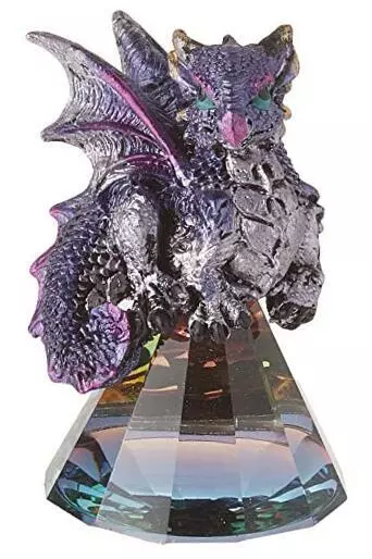 StealStreet 71698 3.5 Inch Purple Baby Dragon on Pyramid Glass, Statue Figurine