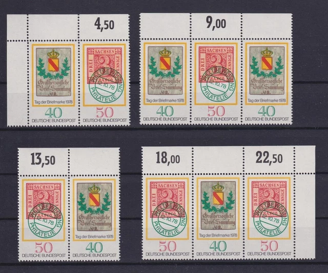 Bund 980-981 4 verschiedene Zusammendrucke Eckrand Oberrabd Tag der Briefmarke**