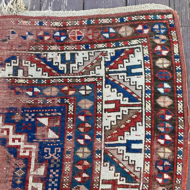 Antique Rug 4' 5 x 8' 5 Blue Hand Knotted Caucasian Oriental Rug