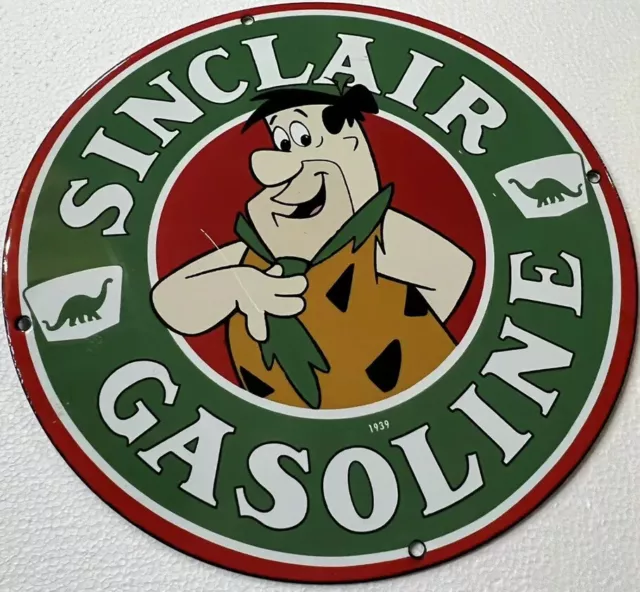 12in SINCLAIR MOTOR OIL PORCELAIN ENAMEL SIGN OIL Gas Pump Plate