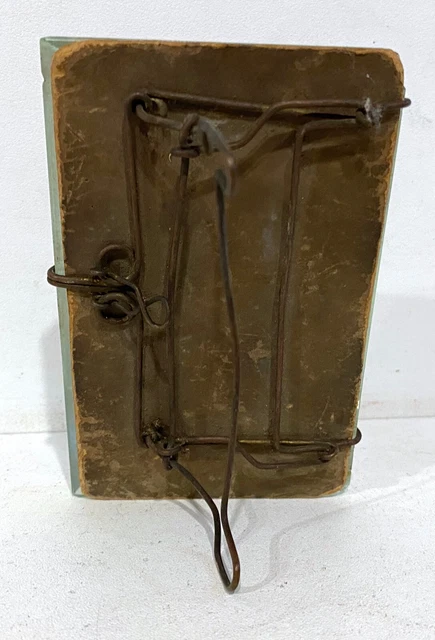 Médaillon Porte Photo Vintage Vers 1900 - Capsule En Verre Avec Soldat Et Bébé, Doré