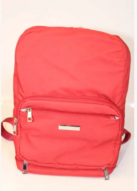 NEW Samantha Brown Convertible Backpack Stowable Bag Bright Red Polyester 