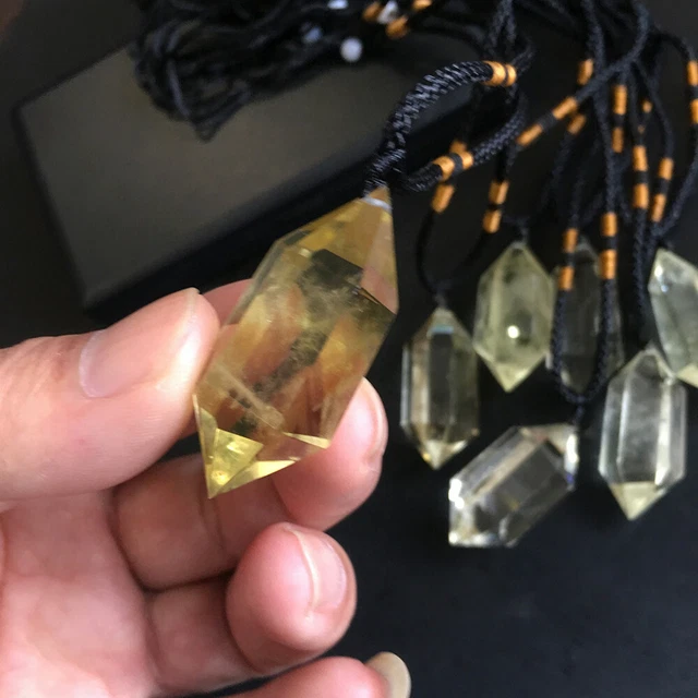 Natural Clear Citrine Quartz Crystal Pendant Chakra Healing Gemstone Necklace