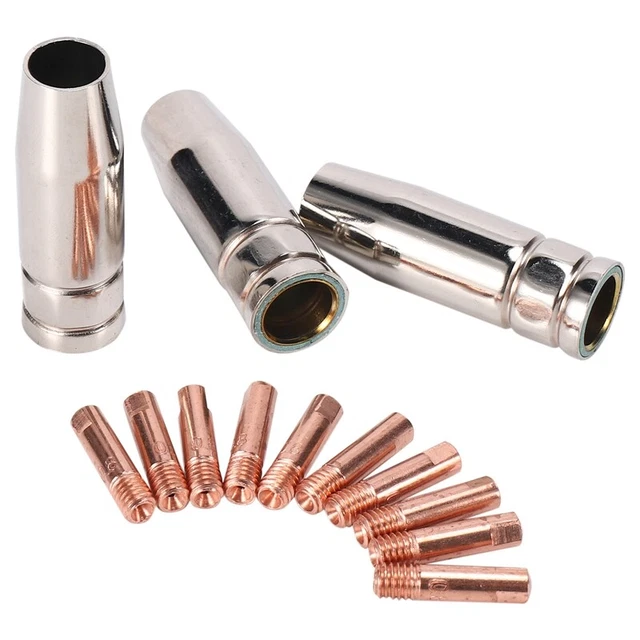 13Pcs CO2 Mig Welding Torch Aircooled MB 15AK Contact Tip Holder Gas NozzleC7