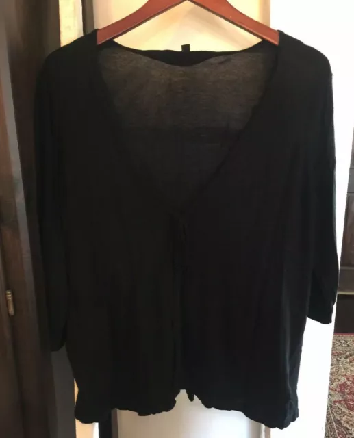 A Pea In The Pod Collection Silk Cashmere Blend Black Tie Front Cardigan Large
