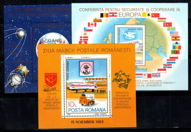 Roumanie 1983 Mi. Bl.192,195-96 Bloc Feuillet 100% Poste aérienne Neuf ** Avion,